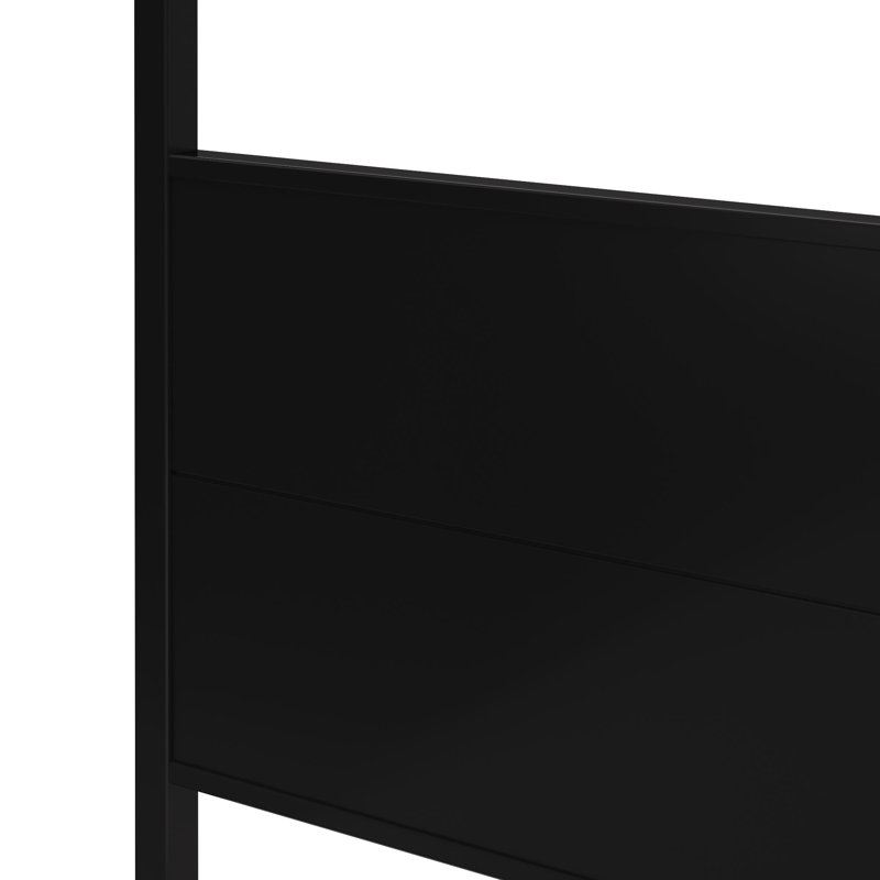 Haven Canopy Bed with Square Post and Wood Headboard, Black, King