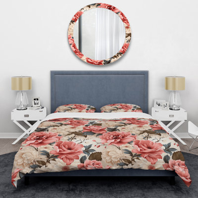 Vintage Roses Grace Victorian Pattern I - Ensemble de housse de couette à motif floral