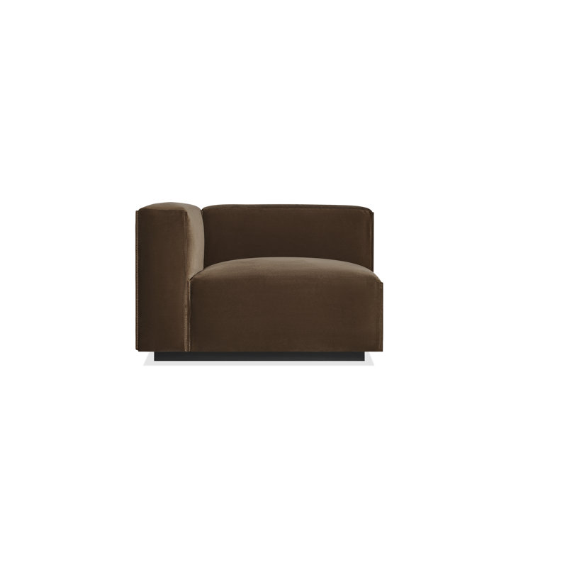 Cleon Chaise Lounge, Right Hand Facing, Coffee Velvet Polyester Blend