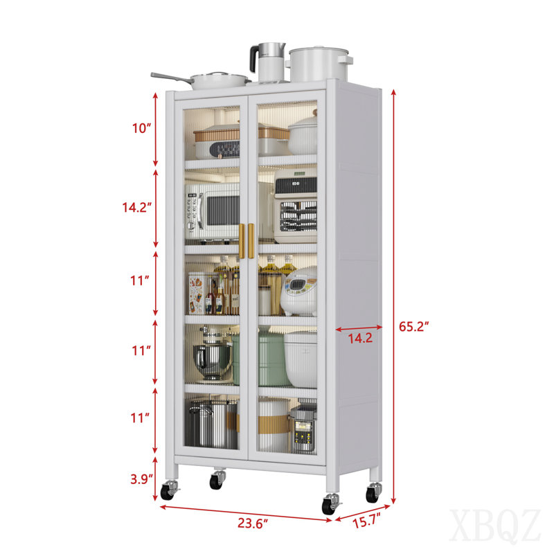 Étagère de cuisine à portes ouvertes Armoire de rangement pour micro-ondes à plancher à plusieurs niveaux, Gris