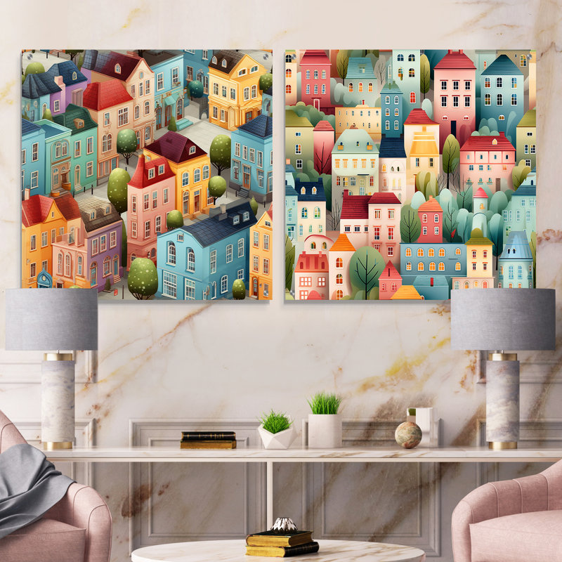 Rian - Ensemble de 2 peintures murales abstraites en acrylique, H 36 po x l 73 po