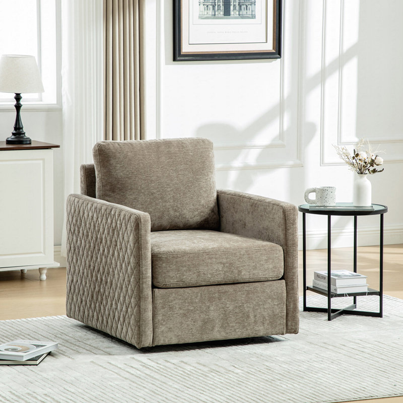 Fauteuil pivotant rembourré 29 ° l 29,5 po avec rangement caché, Taupe