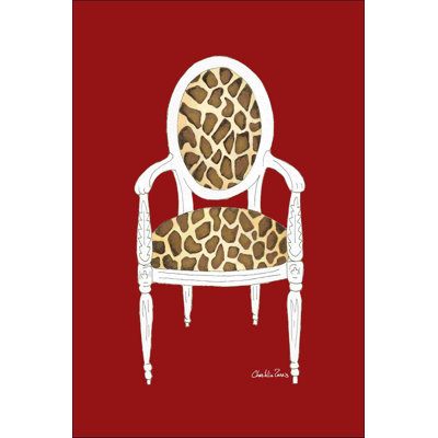 Chaise girafe sur fond rouge