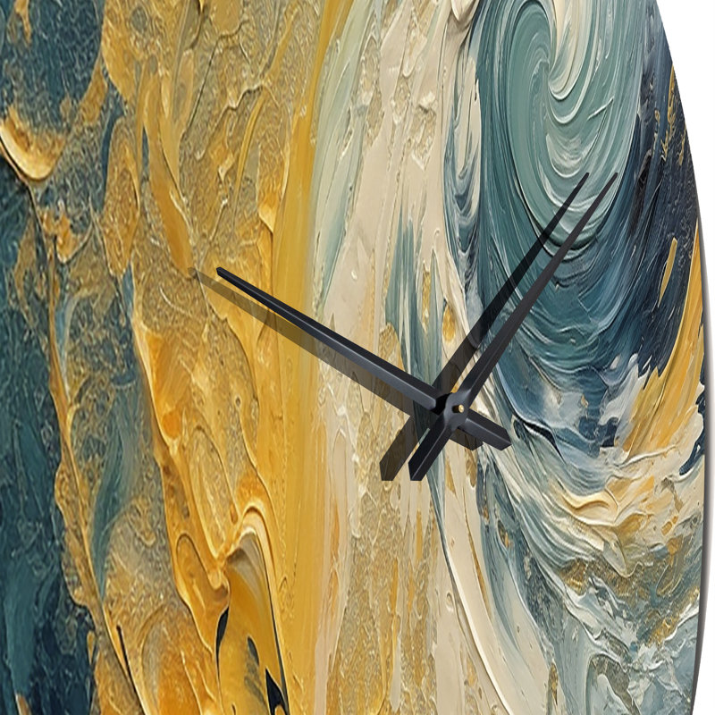 Horloge murale spirales abstraites Golden Ocean, Moyenne