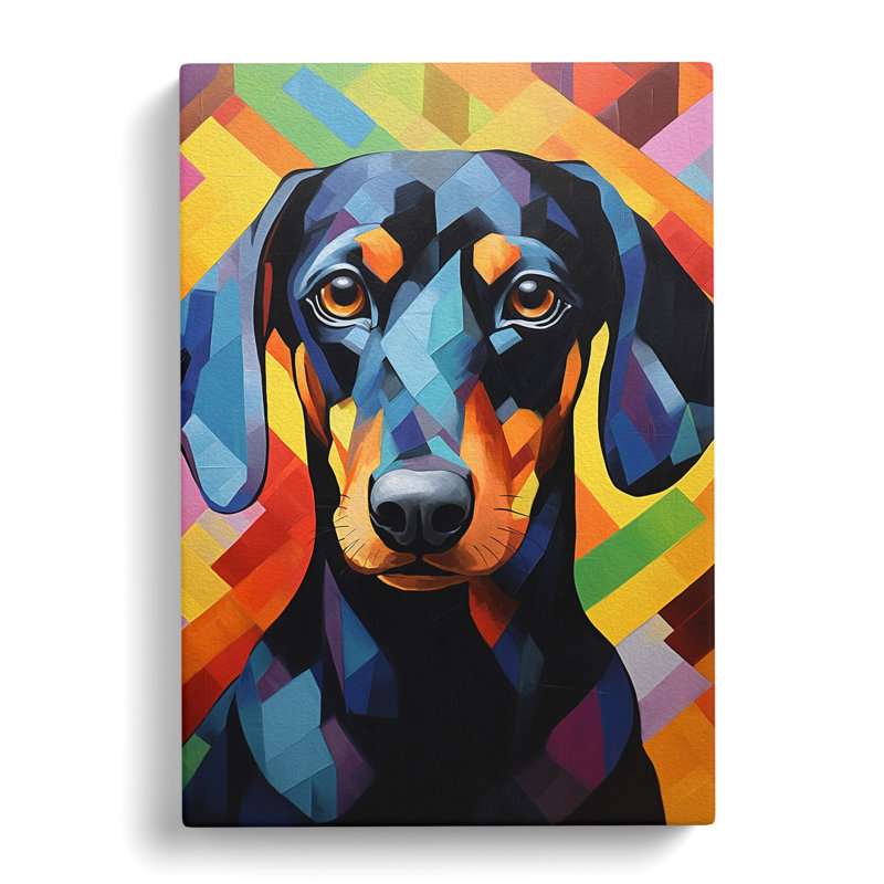 Dachshund Hard Edge - Wrapped Canvas, 60cm H x 40cm W x 3cm D