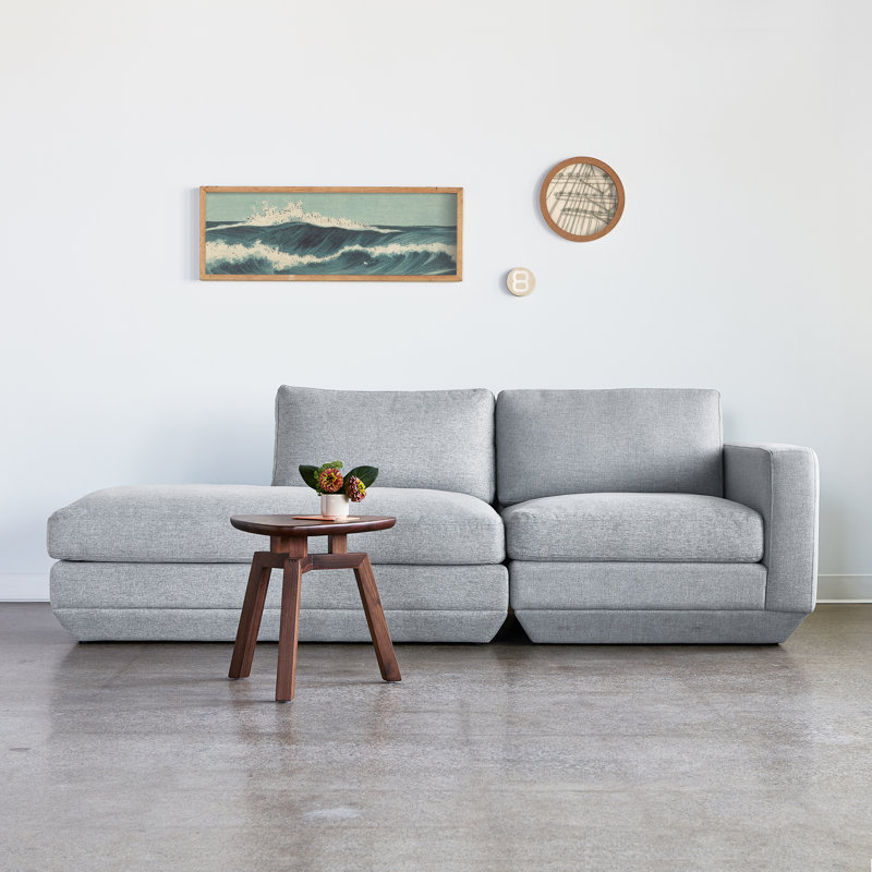Canapé modulaire 2 pièces Podium, Sergé de performance argent Bayview, Orienté vers la gauche