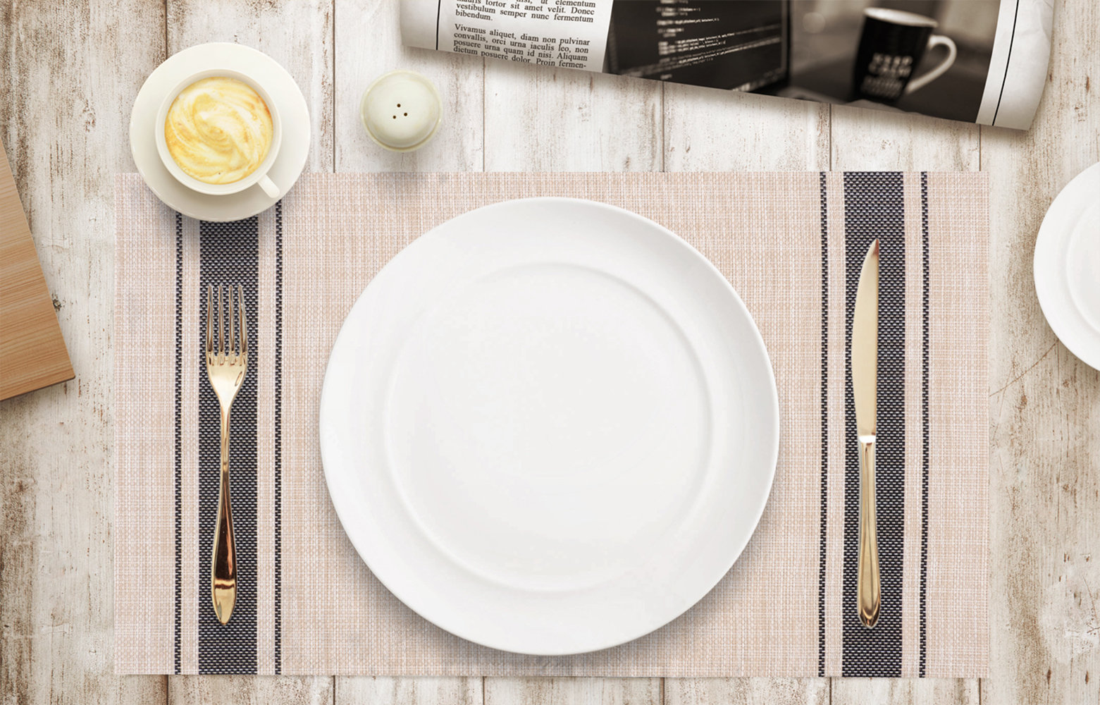 Rialta Placemat, Beige/Black