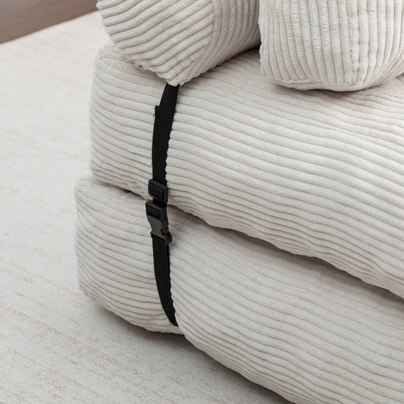 Folding Sofa Bed, Beige Corduroy