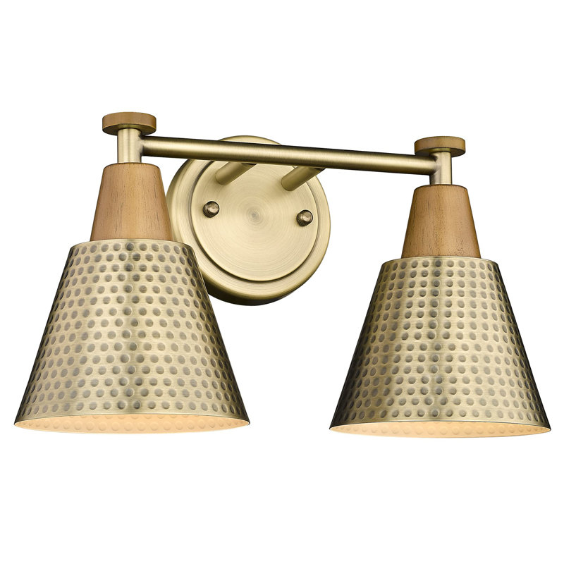 2-Light Bathroom Vanity Lights Over Mirror, Brass Gold