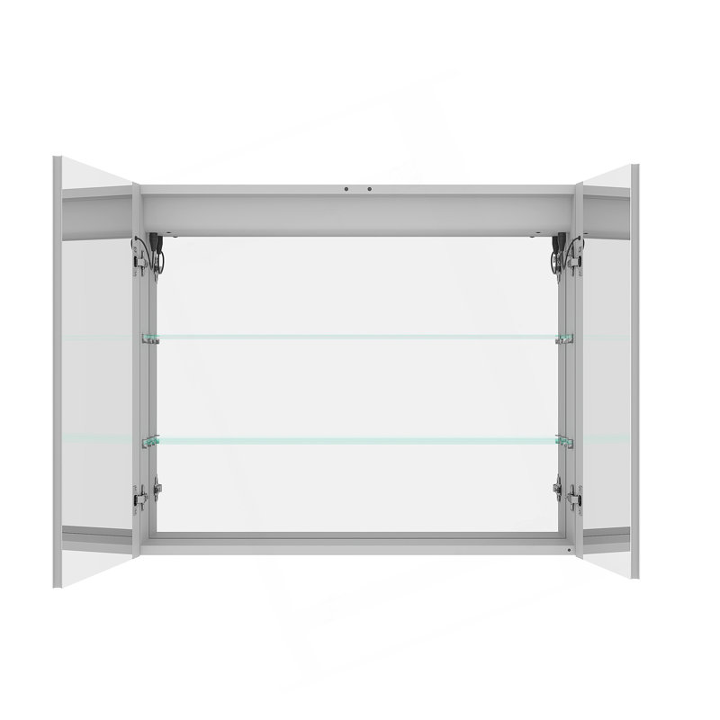 Armoire à pharmacie de 36 po x 30 po à DEL avec anti-buée, lumière réglable et grand rangement pour les salles de bain modernes