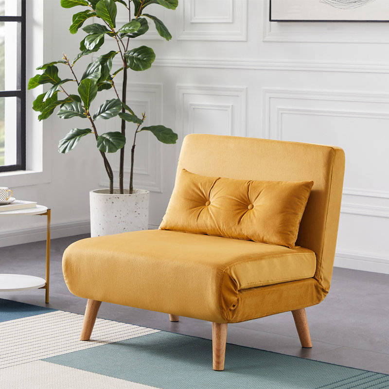 Sisk Velvet Accent Chair, Mustard