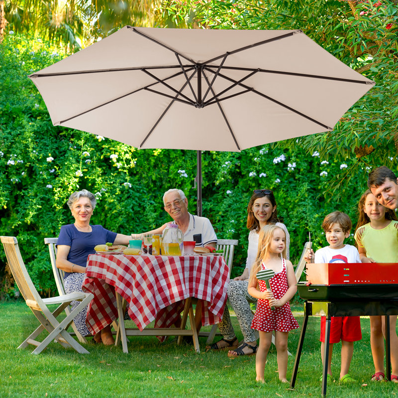 Parasol de patio en porte-à-faux 10 pi avec porte-manivelle, parasol d'extérieur suspendu pour terrasse, jardin et bord de piscine