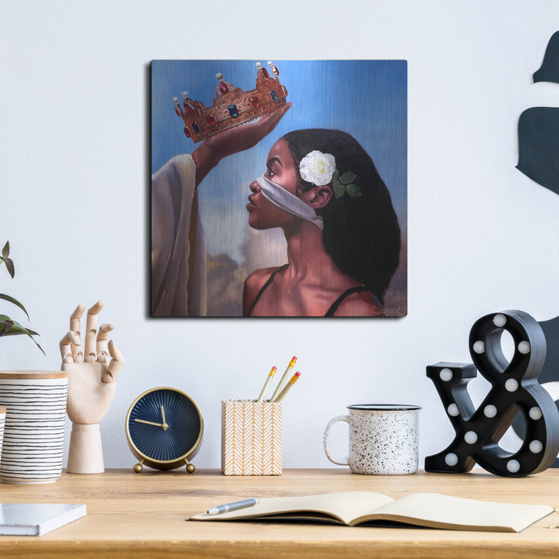 «Crown Me Lord Woman» par Salaam, art mural en métal, 12 po x 12 po, H 12 po x l 12 po