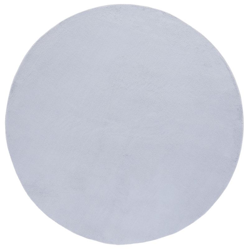 Chinda Faux Rabbit Fur Performance Machine Washable Solid Color Rug, Round 4'