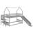 Twin-Size House-Style Metal Bunk Bed With Slide And Staircase-837875734
