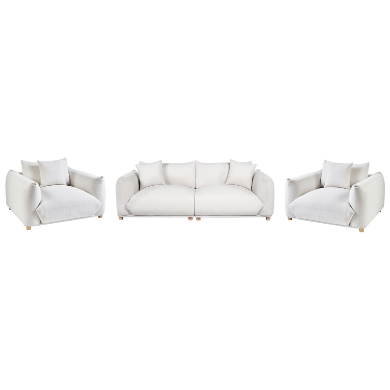 Living Room Set Alexias, White Polyester