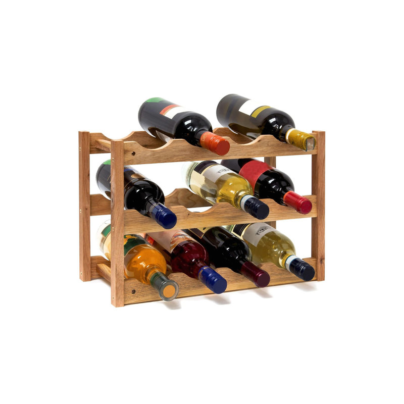 Solid Wood Tabletop Wine Bottle Rack Beige