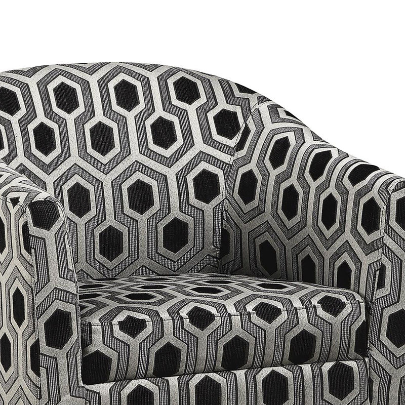 Fauteuil à dossier gris et noir avec pieds en cappuccino en mousse souple à imprimé blanc contemporain confortable
