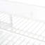 Lit mezzanine simple blanc avec 4 tablettes et tablette de rangement ouverte
