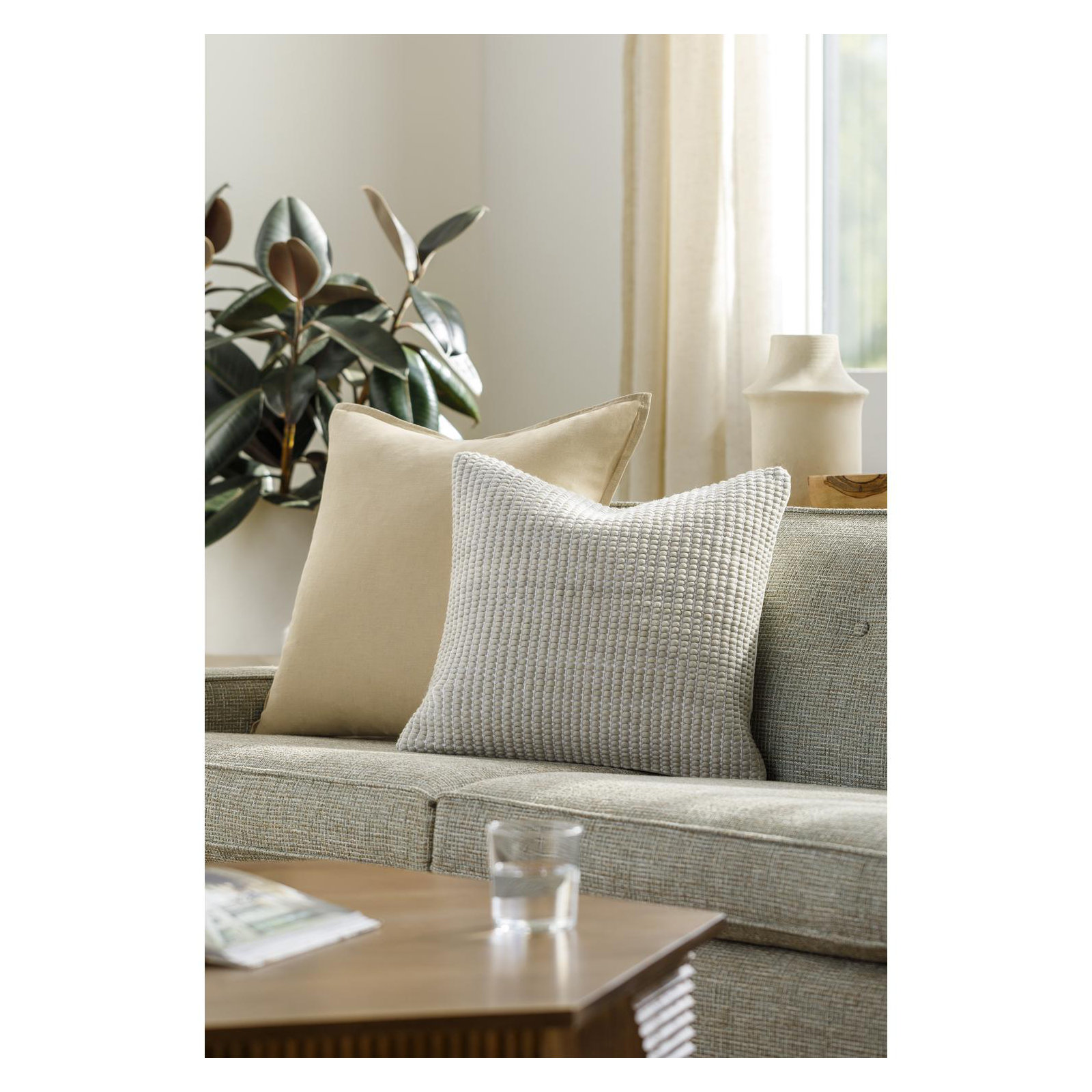Waverly Wool Throw Pillow, Pillow Cover Only - No Insert, Gray, 18" x 18"