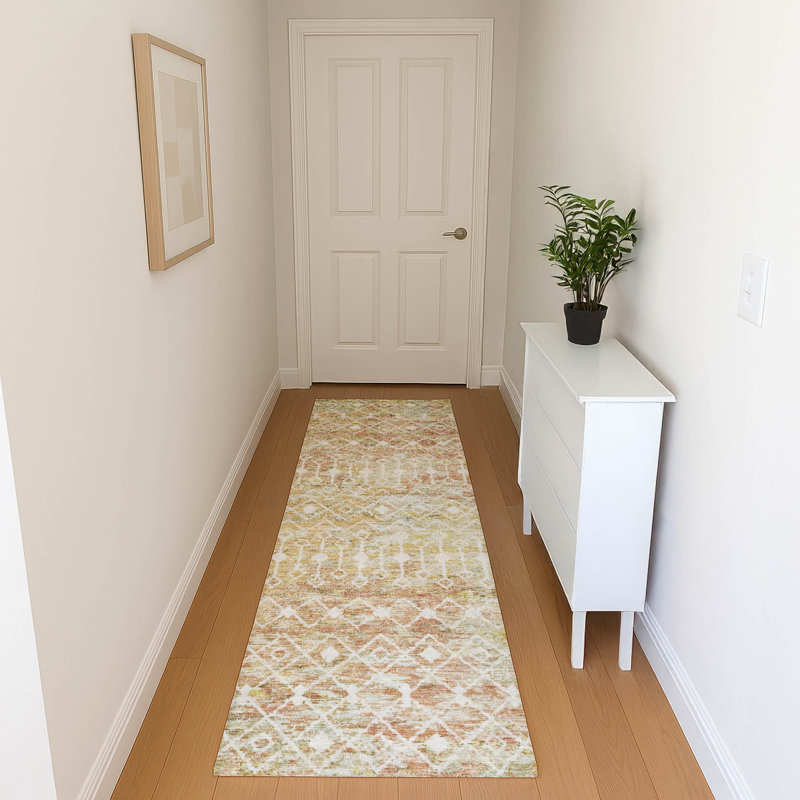 Premium Machine Washable Brennon AMF1638 Geometric Rug, Runner 2'3" x 7'6"