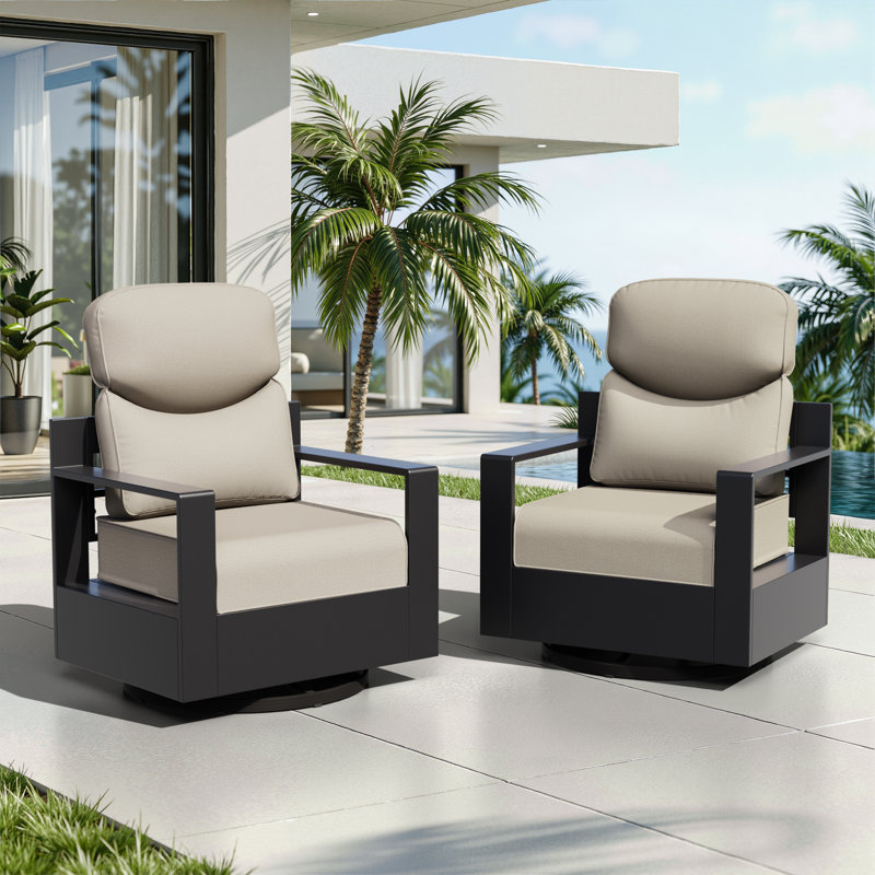 Beige Outdoor Olefin Cushion with Smiley Pattern, 6" Thick Water-Resistant Seat(8 PCS), 8, Beige