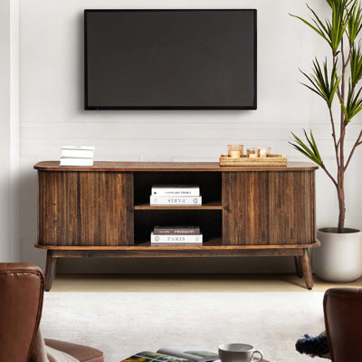 Justain Modern 59''W  TV Stand with Hidden Space and Solid Wood Legs
