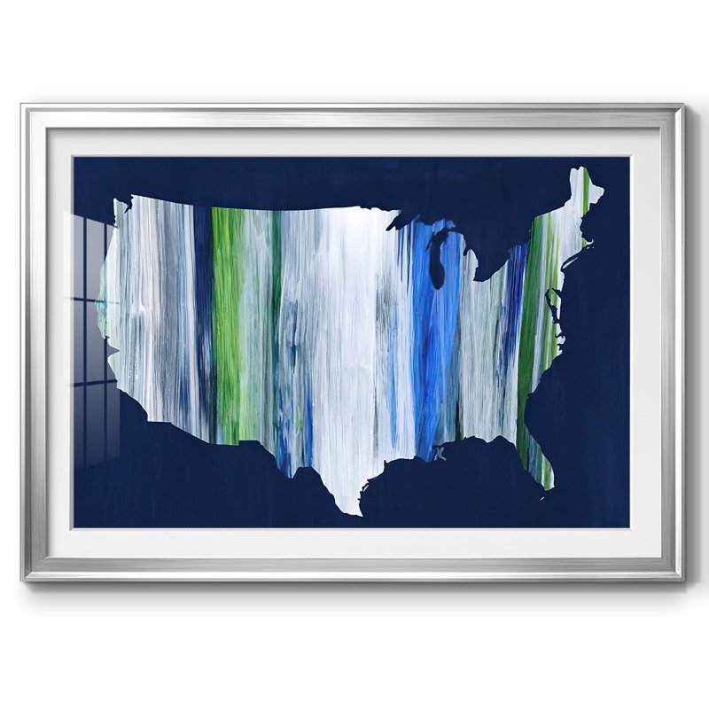 Brushstroke USA, reproduction d'art encadrée, Argent, H 15 po x l 21 po x P 1,5 po