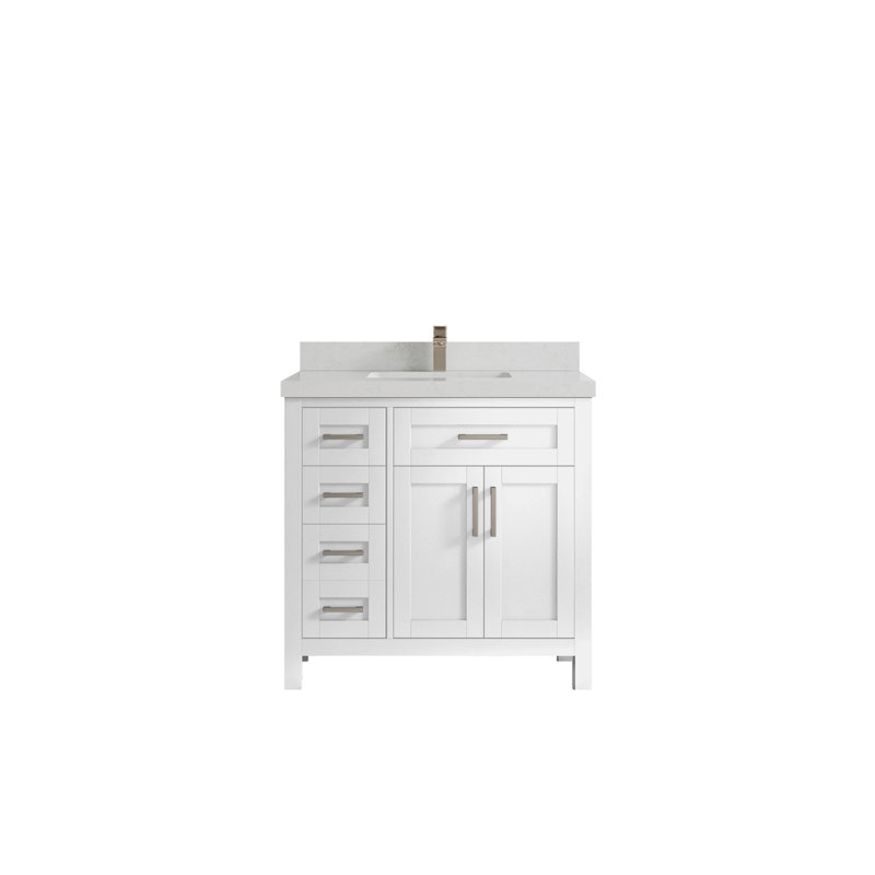 Ensemble de meuble-lavabo simple 36 po, Quartz de Carrare