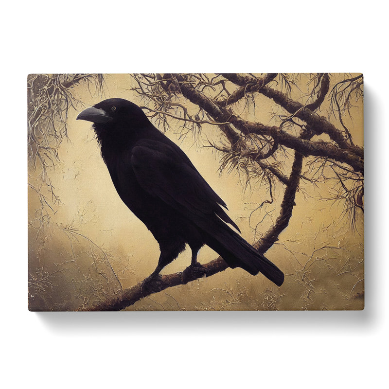 Splendorous Crow Bird - Wrapped Canvas Graphic Art, 50cm H x 76cm W x 3cm D