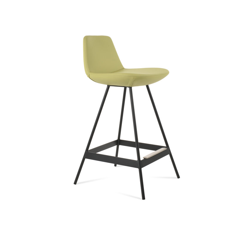 Tabouret Pera Balat, Similicuir vert PPM, Acier Inoxydable, Tabouret de bar (siège d'une hauteur de 29 po)