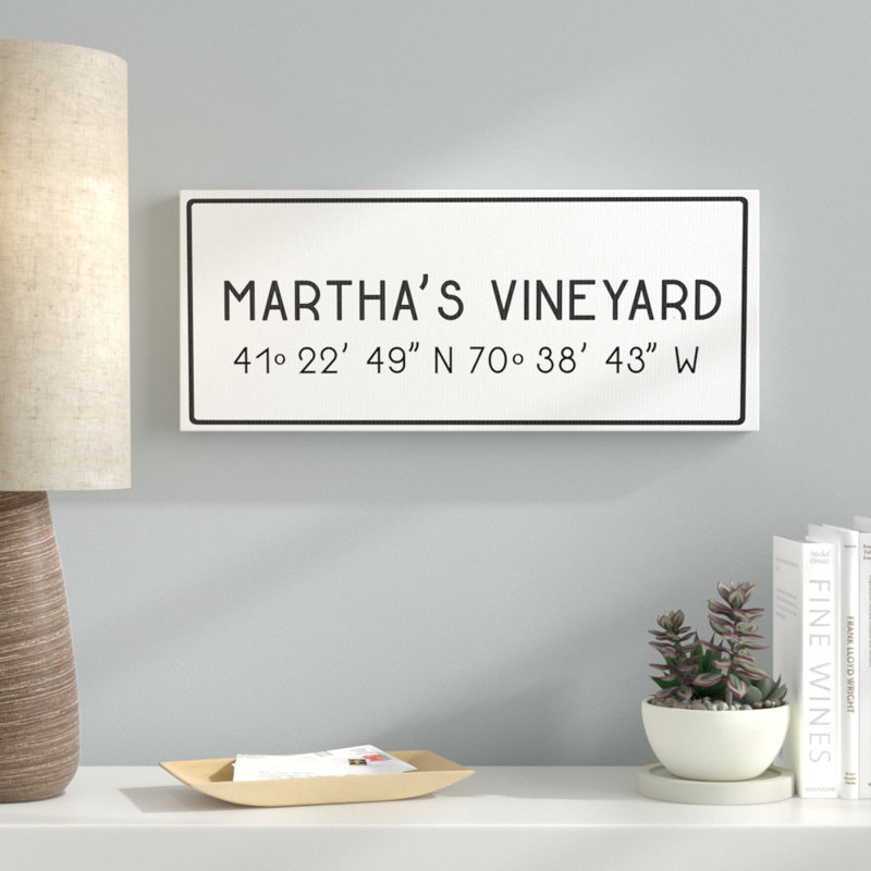 Martha's Vineyard par Daphne Polselli - impression d'art textuel, H 10 po x l 24 po, Toile tendue