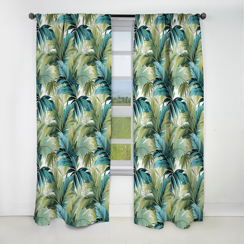 Motif tropical Palm Oasis - Rideau floral - Rideau occultant floral - 1 panneau, L 52 po x L 95 po