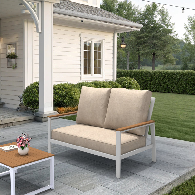 Sunbrella Outdoor Loveseat Bench Cushion, Deep Seat/Back Replacement Cushion 5 Inch, Cast Ash
