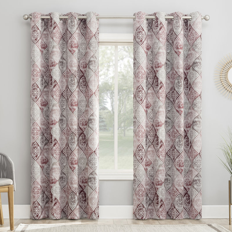 Global Medallion Print Room Darkening Grommet Curtain Panel - Basics by Wayfair™, 54" W x 95" L, Red