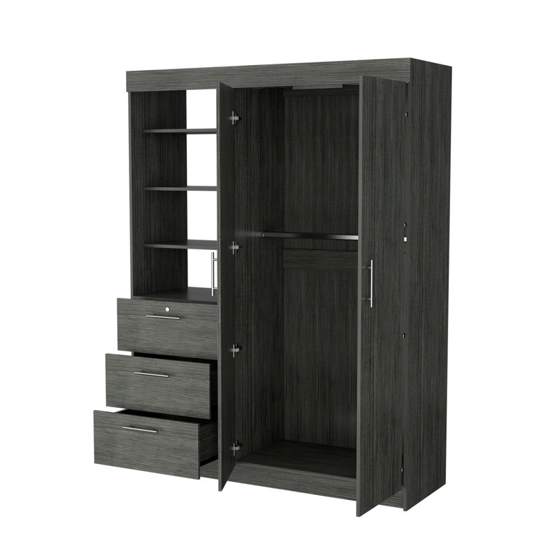 Armoire noire à 3 tiroirs, Gris, H 79 po x l 59 po x P 20,5 po