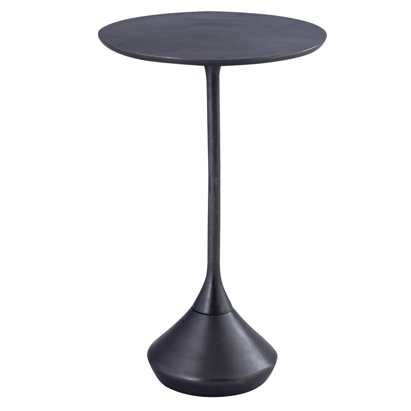 Melancthon Tall Aluminum End Table, Antique Black, 22" H x 13.75" W x 13.75" D