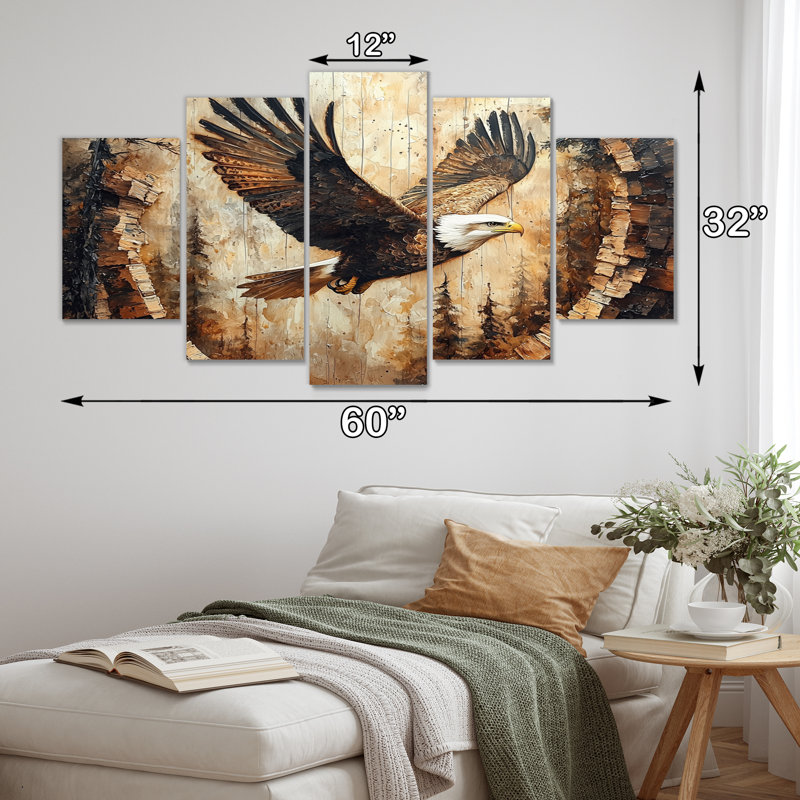 Aigle dans une forêt Echoes of Freedom I - Art mural animal d'aigle - Art mural moderne pour le salon