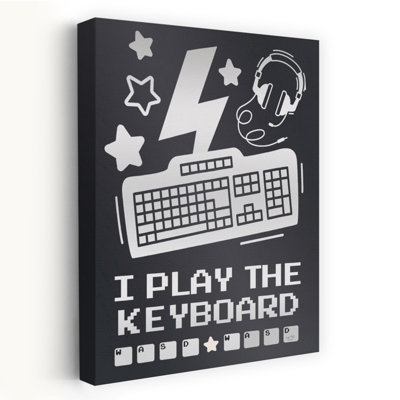 I Play The Keyboard - Modern Gaming Keyboard Headphones Lightning Bolt Art