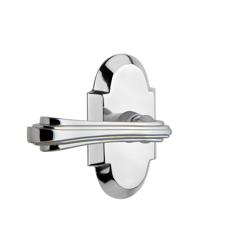 Cottage Plate Single Dummy with Fleur Lever, Bright Chrome, Left Handed