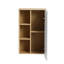 Armoire murale de salle de bain de 16 pouces avec tablettes ouvertes à 3 niveaux, rangement dissimulé, panneaux de porte interchangeables et contreplaqué résistant à l'humidité.