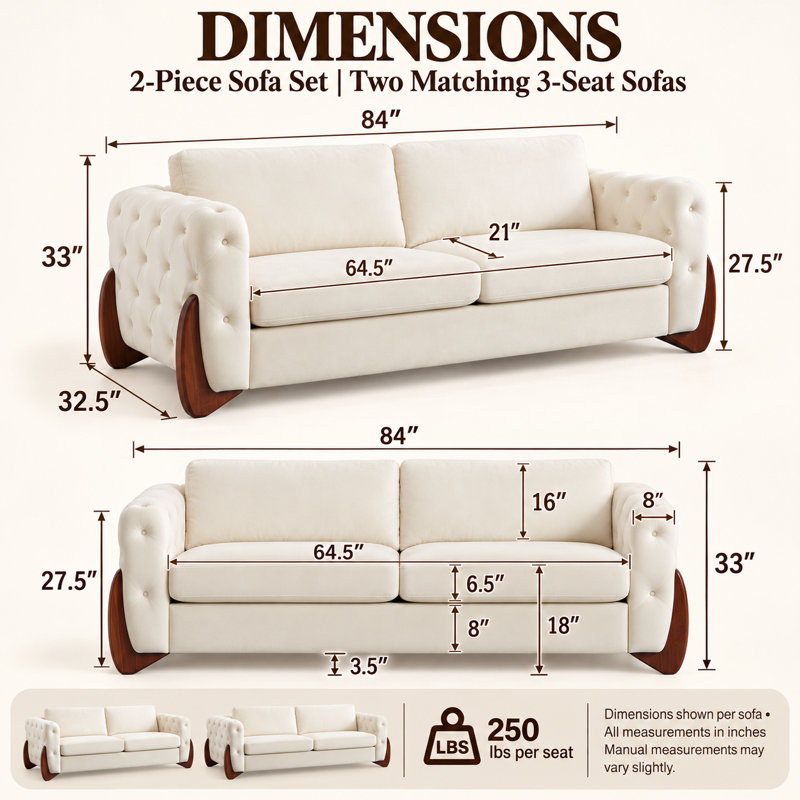 Canapé en velours Woodbine, Beige