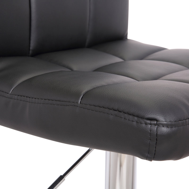 Batty Swivel Upholstered Adjustable Height Counter Stool with Metal Frame, Black