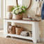 Console 63 po avec tablette de rangement, canapé d'entrée bicolore grain de bois
