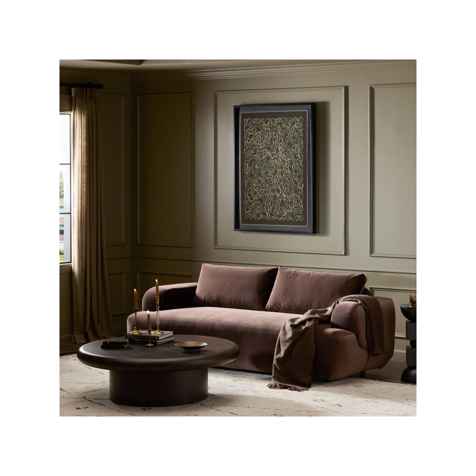 Fontaine 90'' Upholstered Sofa, Surrey Cocoa Cotton Blend
