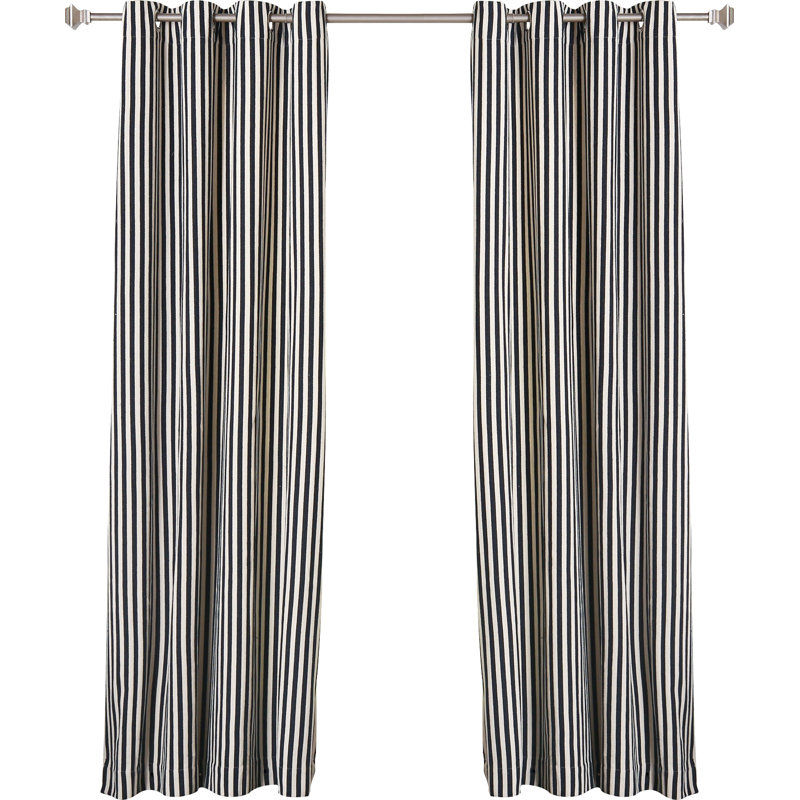 Rideaux semi-transparents à rayures avec œillets deason, Bleu marine, l 52 po x L 84 po