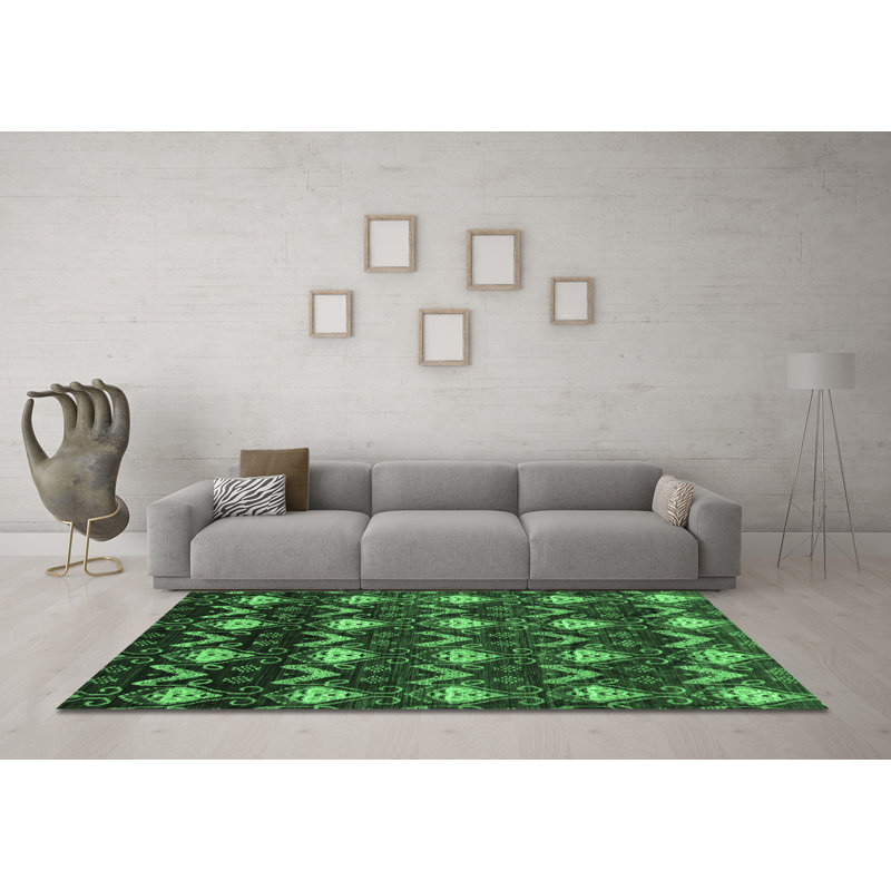 Washable Geometric Indoor Rug, Square 5'