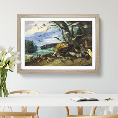 Fighting Birds by Jan Van Kessel - Framed Print