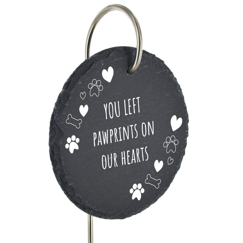 Boleslovas Waterproof Slate Circle Grave Marker Pet Loss Memorial Plaque