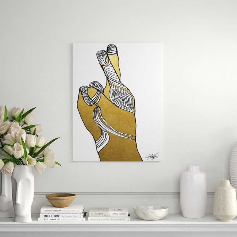 Sign Language X Print by Kelli Ellis, Gilded Gold, 32" H x 24" W x 1.5" D
